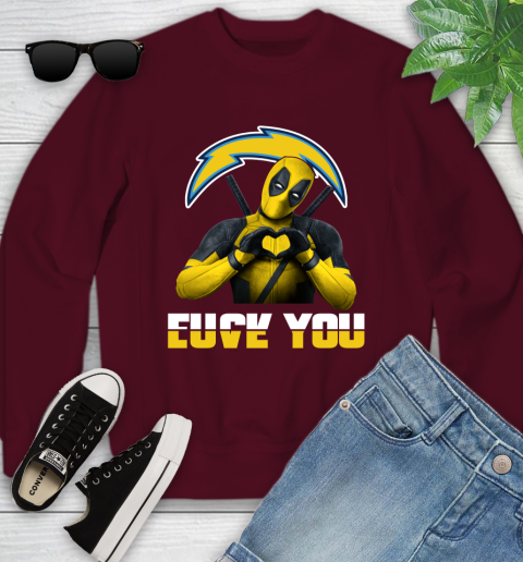 NHL San Diego Chargers Deadpool Love You Fuck You Football Sports Youth Sweatshirt 4