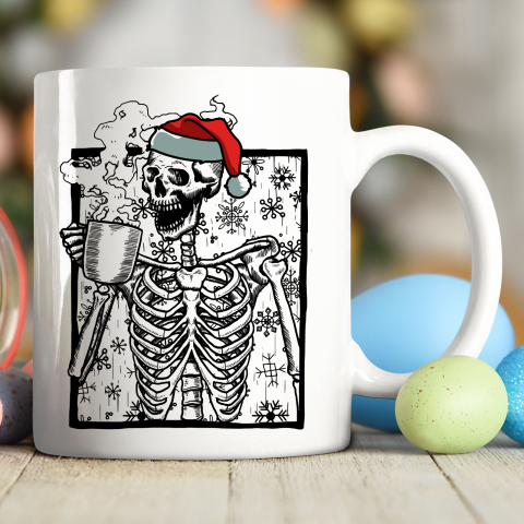 Skeleton Drinking Coffee Shirt Death Drinking Coffee Skeleton Christmas Ceramic Mug 11oz