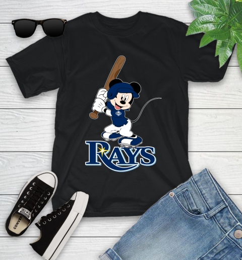 MLB Baseball Tampa Bay Rays Cheerful Mickey Mouse Shirt Youth T-Shirt