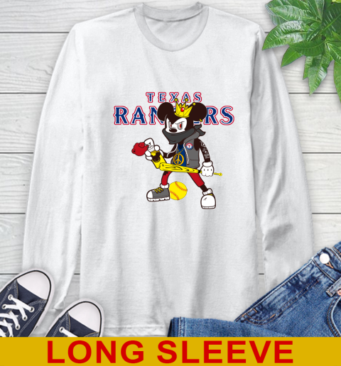 Texas Rangers MLB Baseball Mickey Peace Sign Sports Long Sleeve T-Shirt