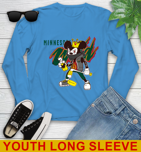 Minnesota Wild NHL Hockey Mickey Peace Sign Sports Youth Long Sleeve 8