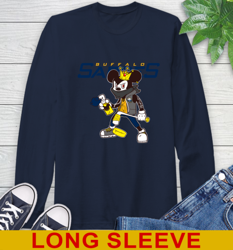 Buffalo Sabres NHL Hockey Mickey Peace Sign Sports Long Sleeve T-Shirt 4