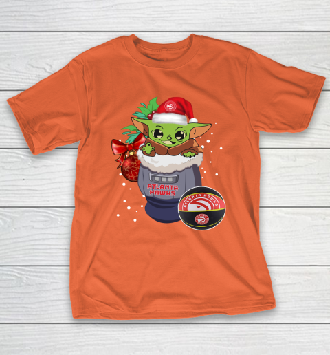 Atlanta Hawks Christmas Baby Yoda Star Wars Funny Happy NBA T-Shirt 6