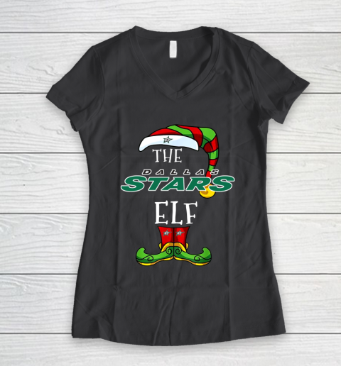 Dallas Stars Christmas ELF Funny NHL Women's V-Neck T-Shirt 6