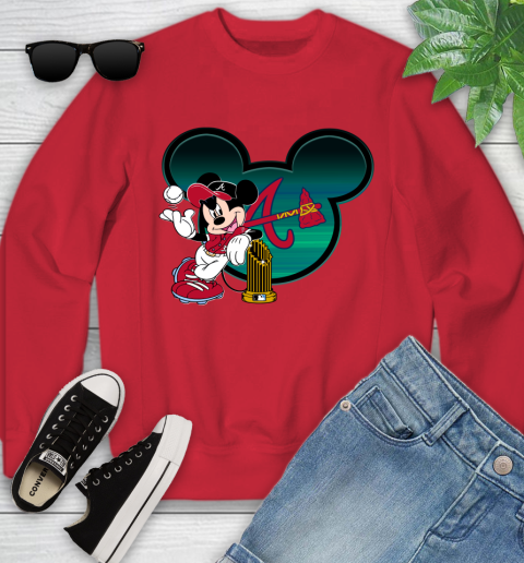 MLB Atlanta Braves The Commissioner's Trophy Mickey Mouse Disney Youth Sweatshirt 9