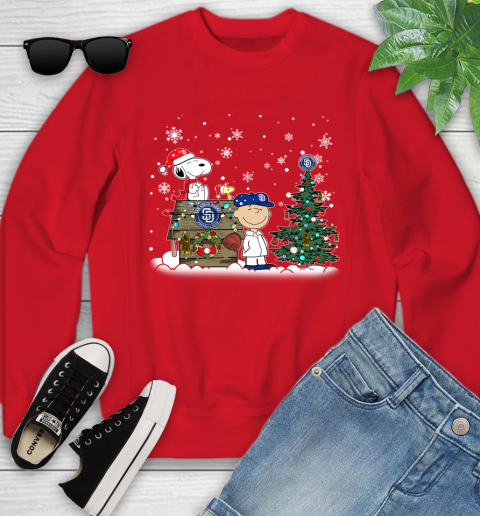 MLB San Diego Padres Snoopy Charlie Brown Christmas Baseball Commissioner's Trophy Youth Sweatshirt 8