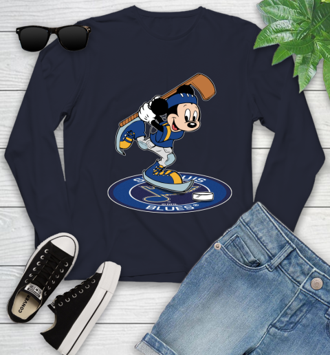 NHL Hockey St.Louis Blues Cheerful Mickey Disney Shirt Youth Long Sleeve 3