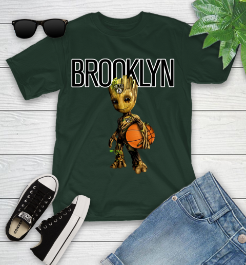 Brooklyn Nets NBA Basketball Groot Marvel Guardians Of The Galaxy Youth T-Shirt 5