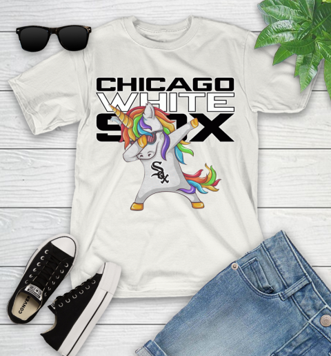 Chicago White Sox MLB Baseball Funny Unicorn Dabbing Sports Youth T-Shirt