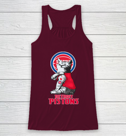 NBA Basketball My Cat Loves Detroit Pistons Racerback Tank 2