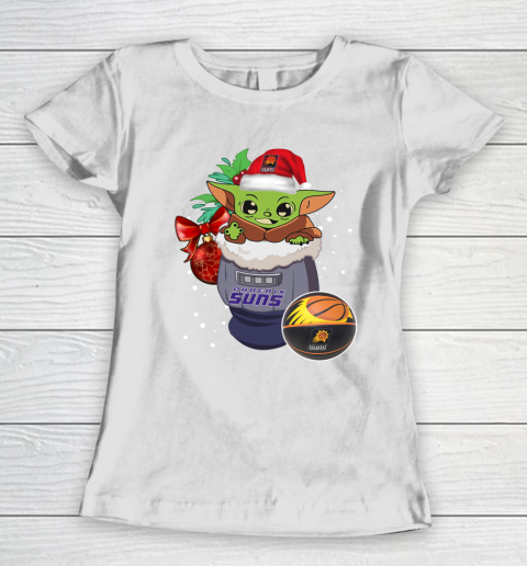 Phoenix Suns Christmas Baby Yoda Star Wars Funny Happy NBA Women's T-Shirt 3