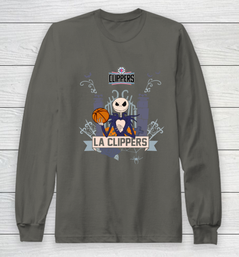 NBA LA Clippers Basketball Jack Skellington Halloween Long Sleeve T-Shirt 5