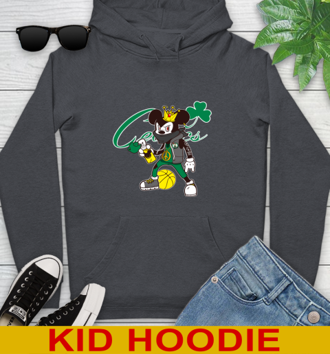 Boston Celtics NBA Basketball Mickey Peace Sign Sports Youth Hoodie 9