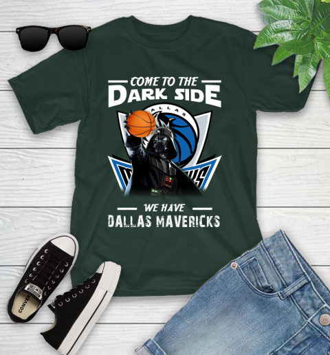 NBA Come To The Dark Side We Have Dallas Mavericks Star Wars Darth Vader Basketball Youth T-Shirt 5