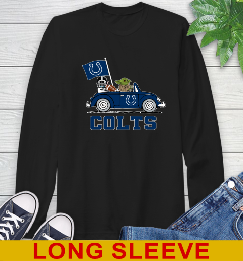 NFL Football Indianapolis Colts Darth Vader Baby Yoda Driving Star Wars Shirt Long Sleeve T-Shirt 2