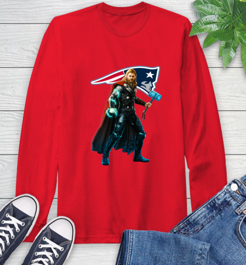 NFL Thor Avengers Endgame Football New England Patriots Long Sleeve T-Shirt 10
