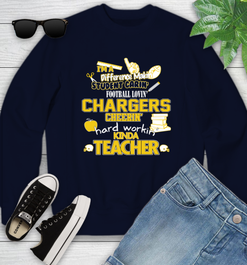 Los Angeles Chargers NFL I'm A Difference Making Student Caring Football Loving Kinda Teacher Youth Sweatshirt 2