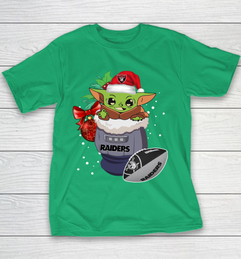 Oakland Raiders Christmas Baby Yoda Star Wars Funny Happy NFL Youth T-Shirt