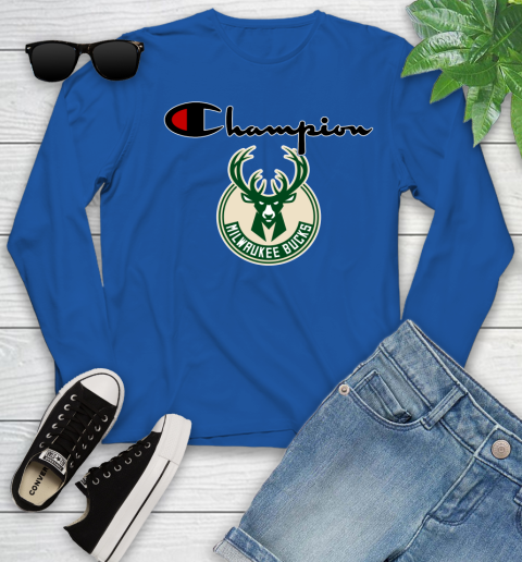 NBA Basketball Milwaukee Bucks Champion Shirt Youth Long Sleeve 7