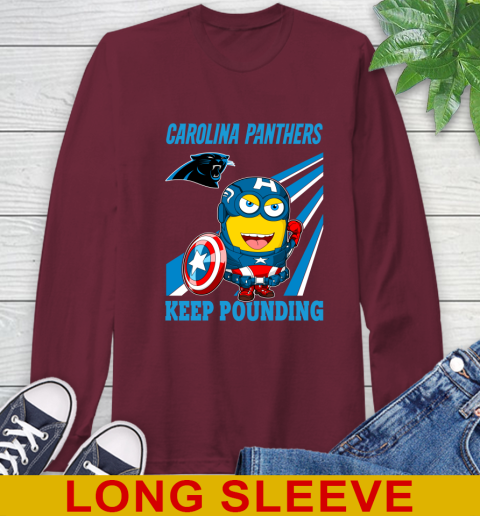 NFL Football Carolina Panthers Captain America Marvel Avengers Minion Shirt Long Sleeve T-Shirt 7