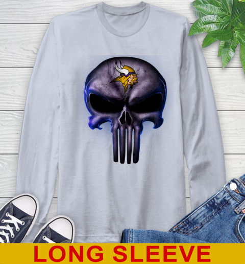 Minnesota Vikings NFL Football Punisher Skull Sports Long Sleeve T-Shirt 6
