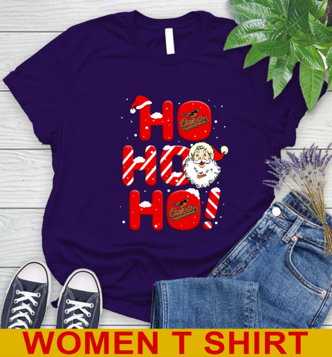 Baltimore Orioles MLB Baseball Ho Ho Ho Santa Claus Merry Christmas Shirt Women's T-Shirt 4