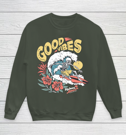 Good Vibes Skeleton Surfer Youth Sweatshirt 8