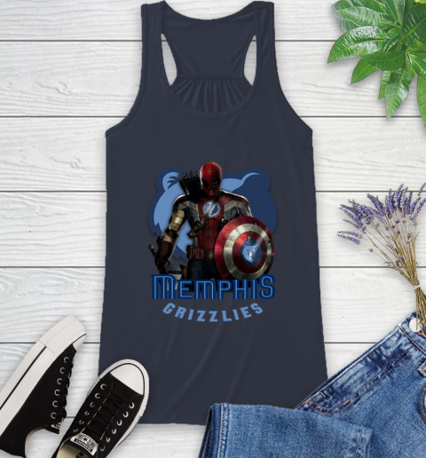 Memphis Grizzlies NBA Basketball Captain America Thor Spider Man Hawkeye Avengers Racerback Tank 12