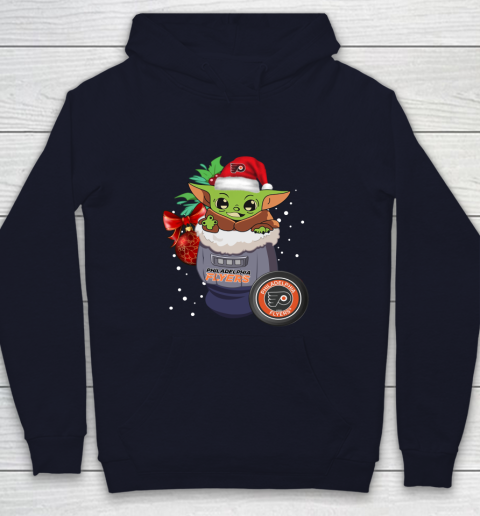 Philadelphia Flyers Christmas Baby Yoda Star Wars Funny Happy NHL Youth Hoodie 3