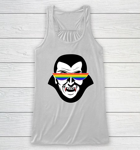 Gay Dracula Rainbow Sunglasses Vampire LGBT Racerback Tank