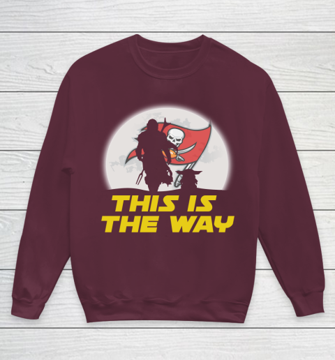 Tampa Bay Buccaneers NFL Football Star Wars Yoda And Mandalorian This Is The Way Youth Sweatshirt 4