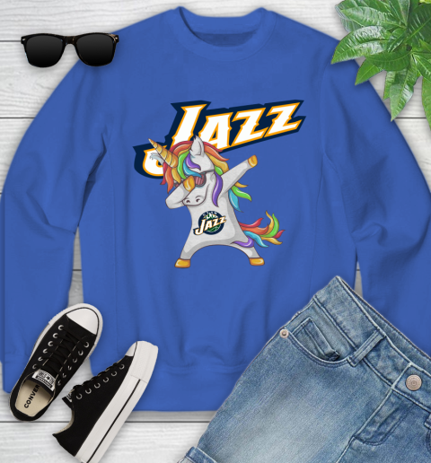 Utah Jazz NBA Basketball Funny Unicorn Dabbing Sports Youth Sweatshirt 8
