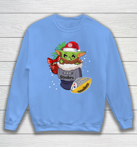 Pittsburgh Steelers Christmas Baby Yoda Star Wars Funny Happy NFL Sweatshirt 9