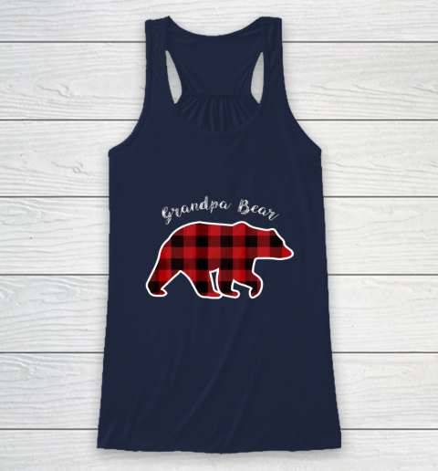 GRANDPA BEAR Men Red Plaid Christmas Pajama Family Gift Racerback Tank 8