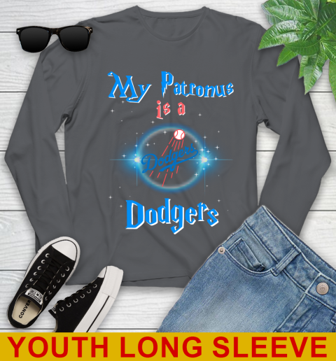 MLB Baseball Harry Potter My Patronus Is A Los Angeles Dodgers Youth Long Sleeve 9