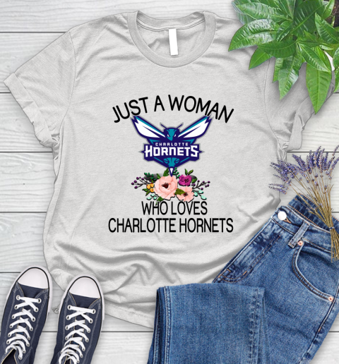 NBA Just A Woman Who Loves Charlotte Hornets Basketball Sports Women's T-Shirt