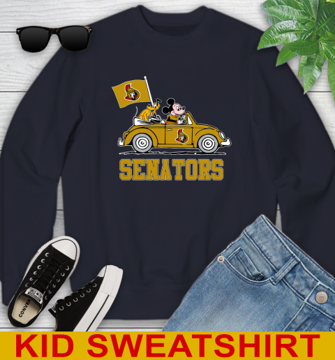 NHL Hockey Ottawa Senators Pluto Mickey Driving Disney Shirt Youth Sweatshirt 4 NHL Hockey Ottawa Senators Pluto Mickey Driving Disney Shirt Youth Sweatshirt - Image 4