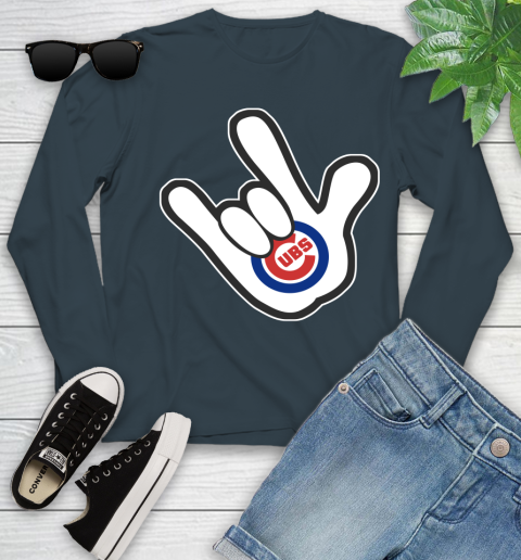 Chicago Cubs MLB Baseball Mickey Rock Hand Disney Youth Long Sleeve 8