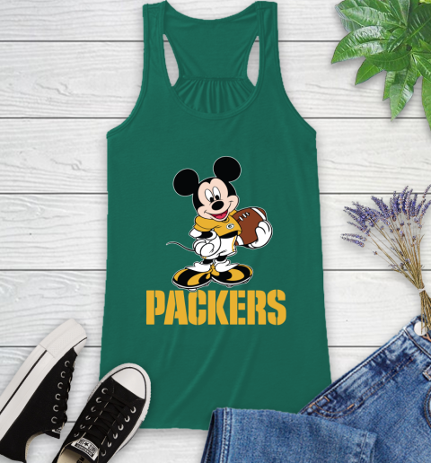NFL Football Green Bay Packers Cheerful Mickey Mouse Shirt Racerback Tank 7