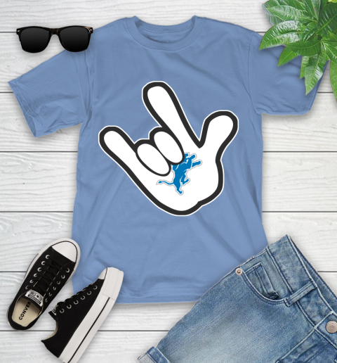 Detroit Lions NFL Football Mickey Rock Hand Disney Youth T-Shirt 11