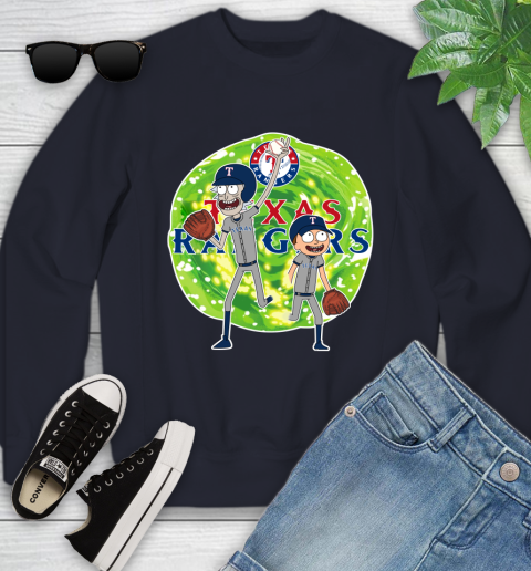 MLB Texas Rangers Rick And Morty Baseball Sports Youth Sweatshirt 3