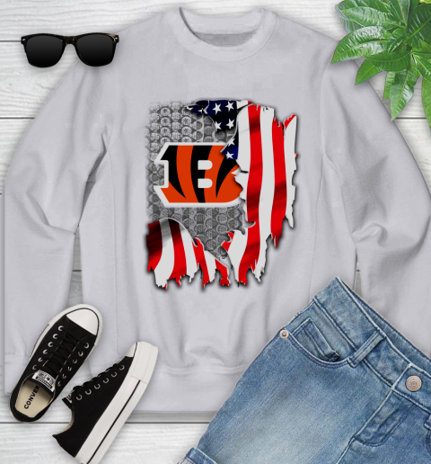 Cincinnati Bengals NFL Football American Flag Youth Sweatshirt 3