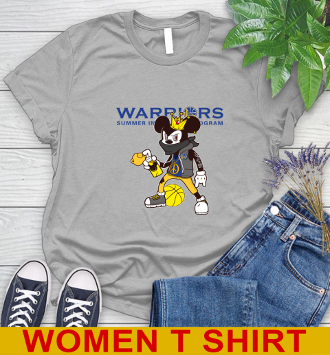 Golden State Warriors NBA Basketball Mickey Peace Sign Sports Women's T-Shirt 5