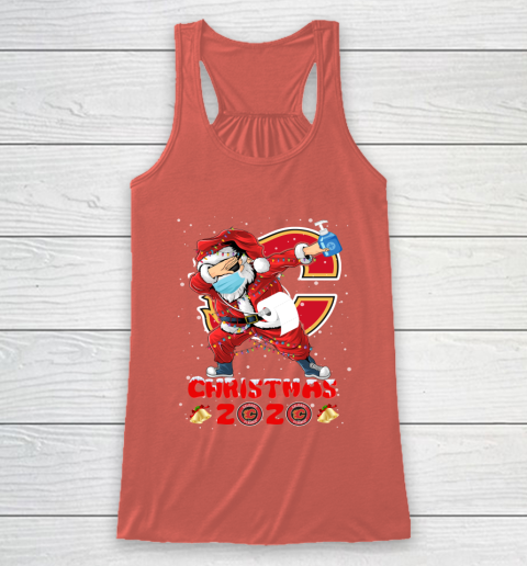 Calgary Flames Funny Santa Claus Dabbing Christmas 2020 NHL Racerback Tank 3