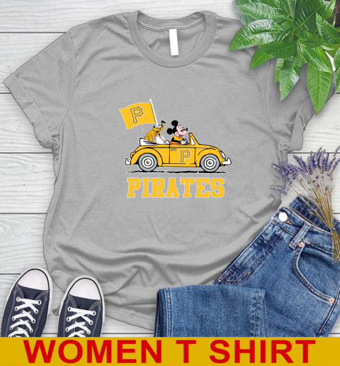 MLB Baseball Pittsburgh Pirates Pluto Mickey Driving Disney Shirt Women's T-Shirt 5