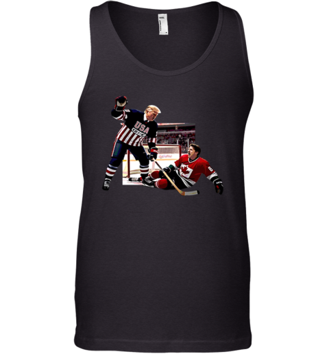Trump Defeating Justin Trudeau Funny Hockey Tank Top