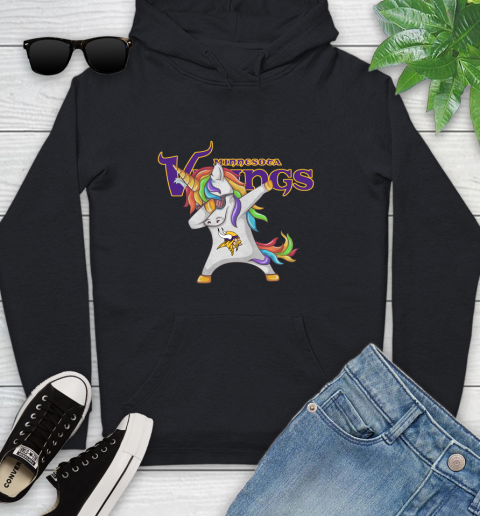 Minnesota Vikings NFL Football Funny Unicorn Dabbing Sports Youth Hoodie 2
