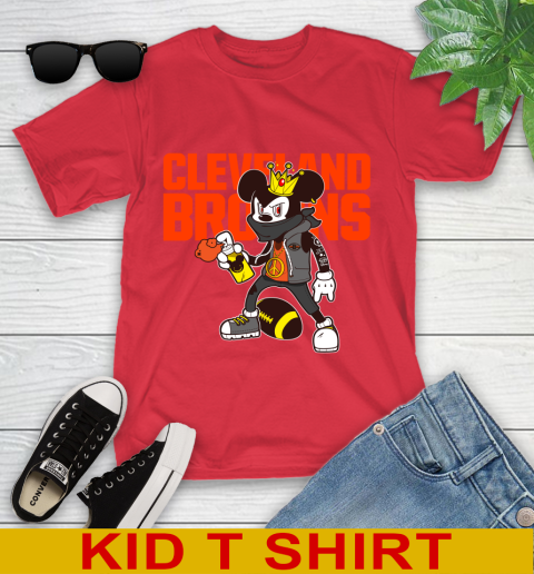 Cleveland Browns NFL Football Mickey Peace Sign Sports Youth T-Shirt 10