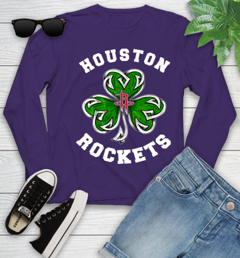 NBA Houston Rockets Three Leaf Clover St Patrick's Day Basketball Sports Youth Long Sleeve 4
