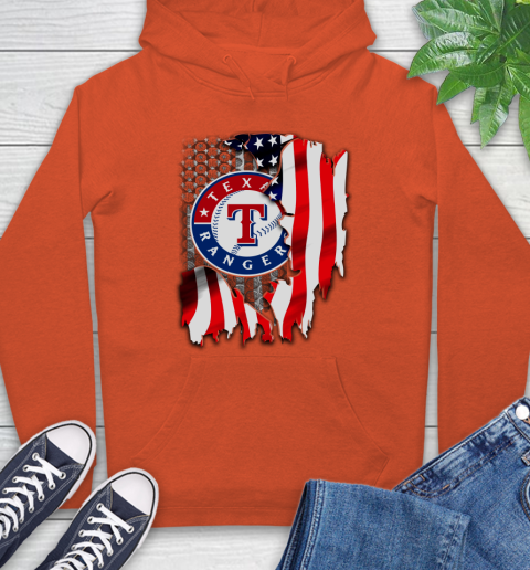 Texas Rangers MLB Baseball American Flag Hoodie 4